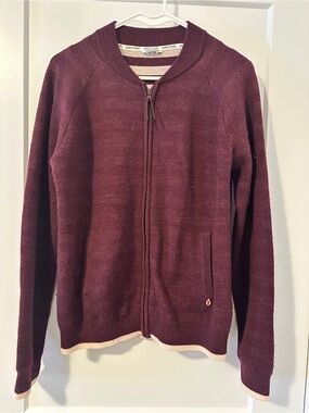 Kari Traa 100% Wool Burgundy Full- Zip Sweater Size Medium Women’s